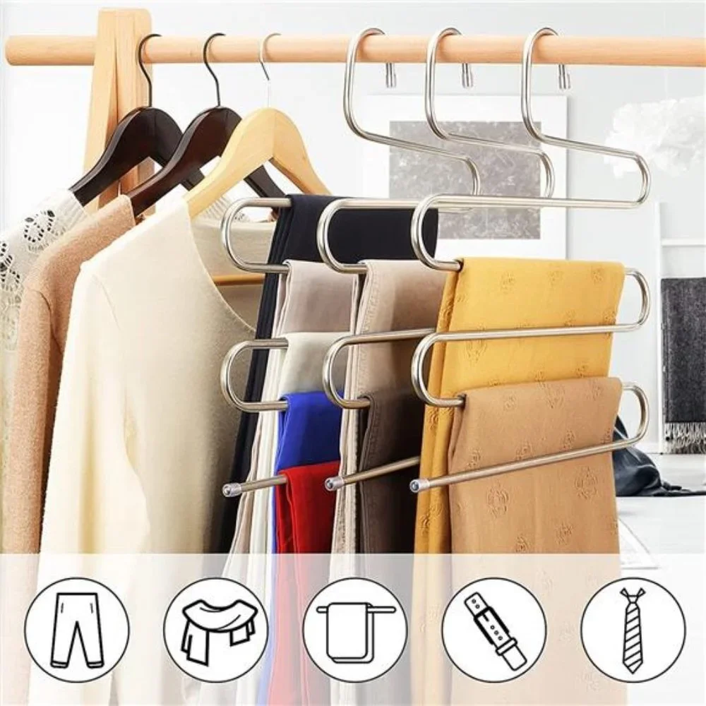 3-Pieces S-Type Stainless Steel Clothes Pants Hangers